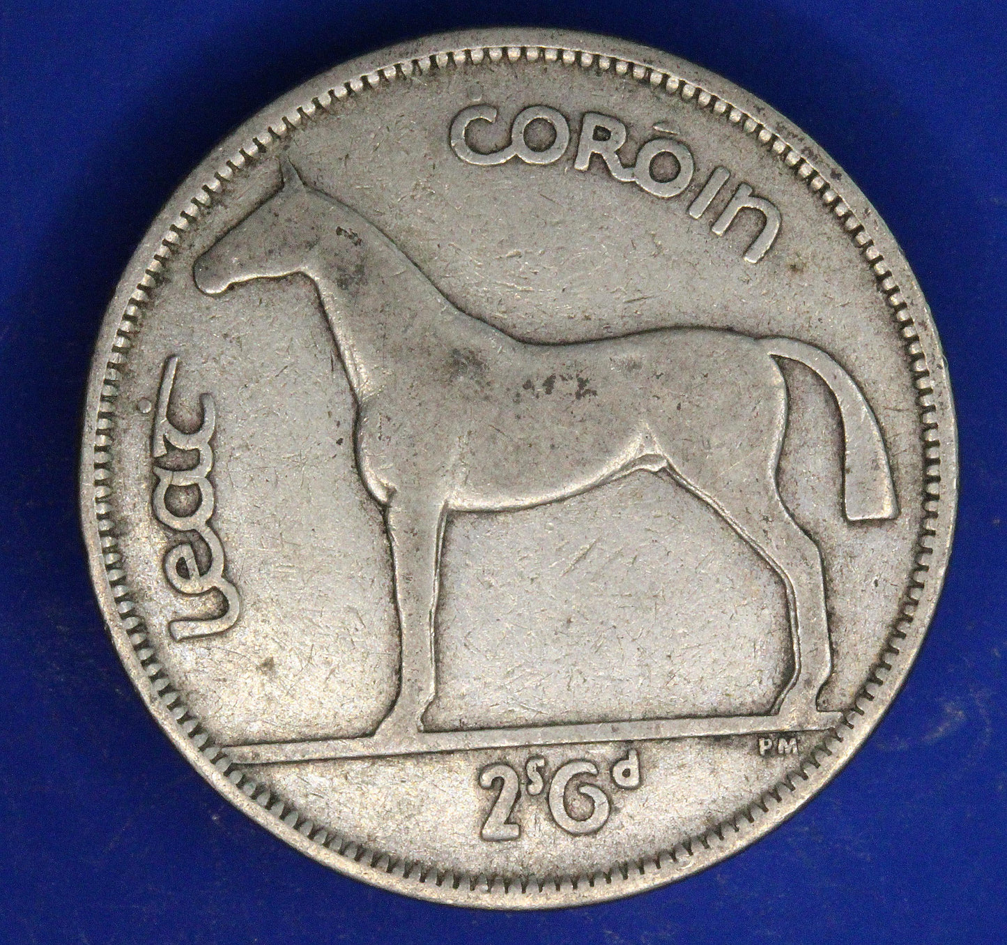 GENUINE 1940 Irish Half Crown 2/6 Ireland EIRE coin, 75% silver, Hunter Horse [02/26 34605]