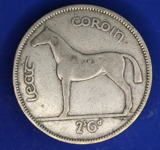 GENUINE 1940 Irish Half Crown 2/6 Ireland EIRE coin, 75% silver, Hunter Horse [02/26 34605]