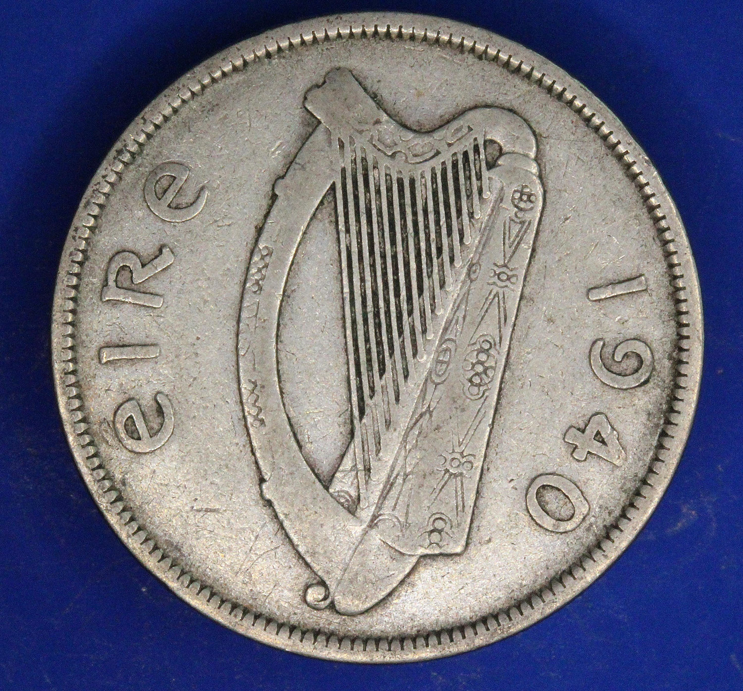 GENUINE 1940 Irish Half Crown 2/6 Ireland EIRE coin, 75% silver, Hunter Horse [02/26 34605]