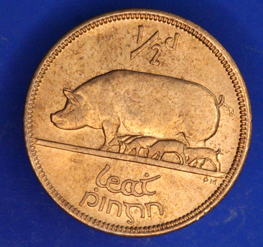 GENUINE 1967 Irish Half Penny Penny 1/2d EIRE Ireland coin, Sow & Piglets [02/26 34607]