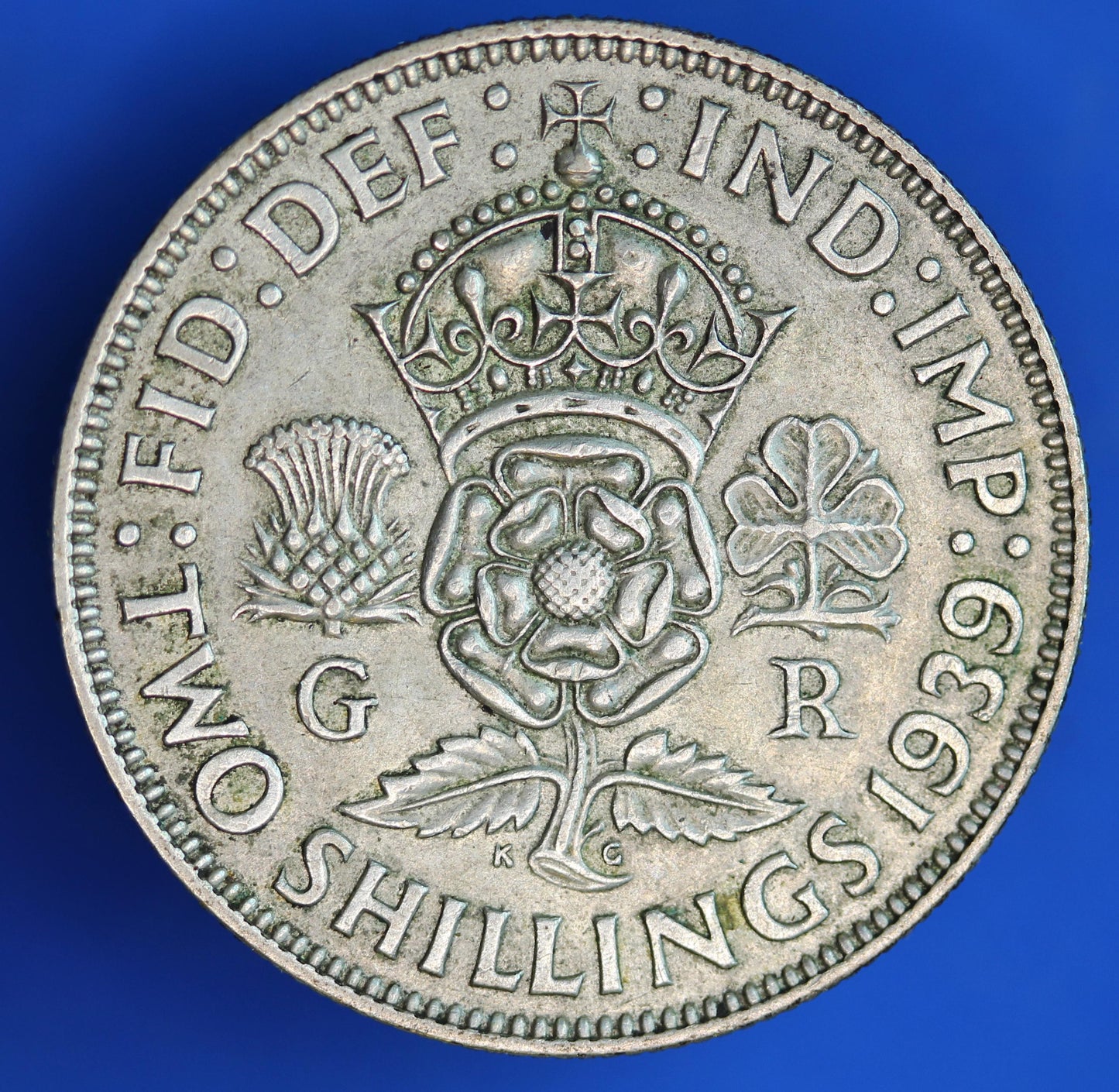 GENUINE British Coin -  1939 George VI florin/ two shillings, 50% silver  [02/26 34504]