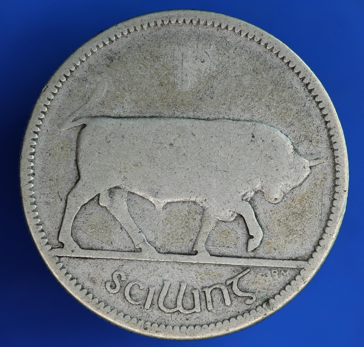 GENUINE 1930 Irish shilling Ireland EIRE coin, 75% silver, Bull Coin [02/26 34528]