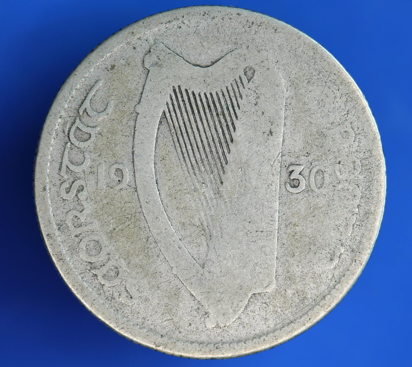 GENUINE 1930 Irish shilling Ireland EIRE coin, 75% silver, Bull Coin [02/26 34528]