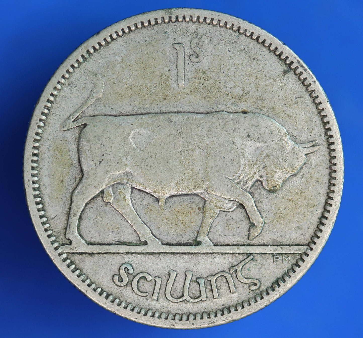 GENUINE 1937 Irish shilling Ireland EIRE coin, 75% silver, Bull Coin [02/26 34535]