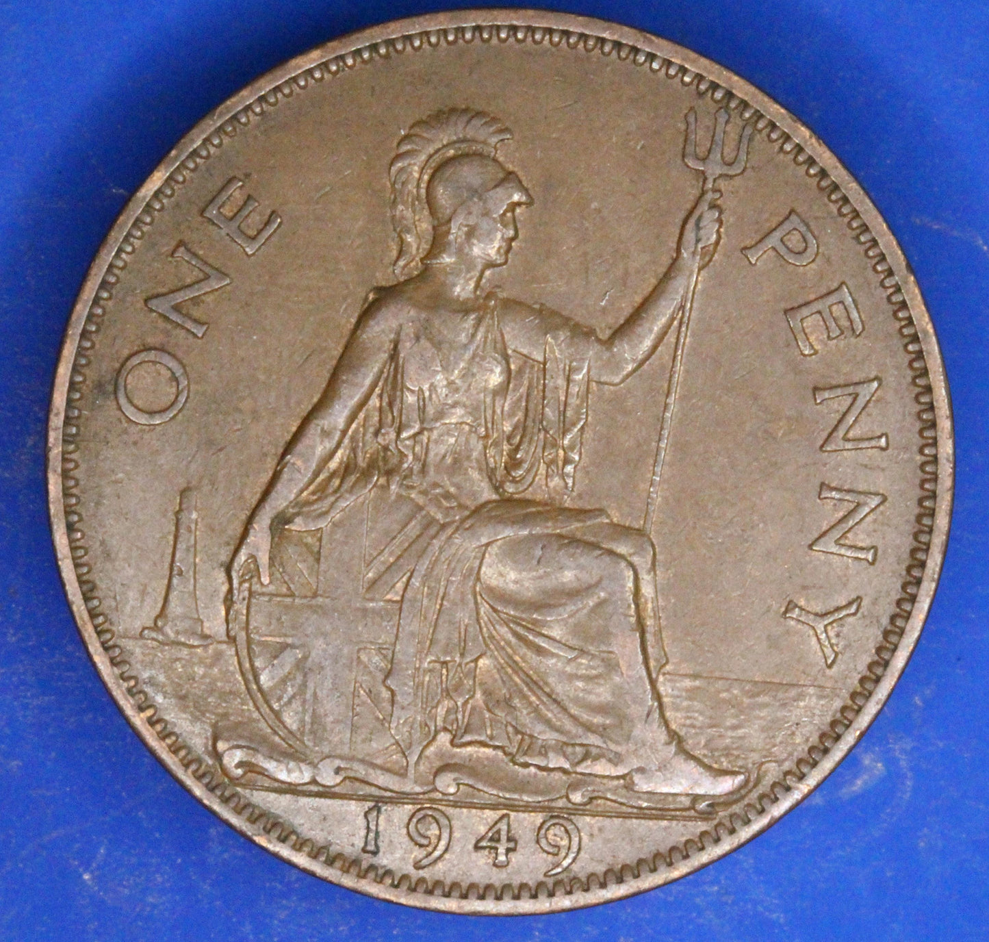 GENUINE British Coin -  1949 George VI penny 1d  [02/26 34598]