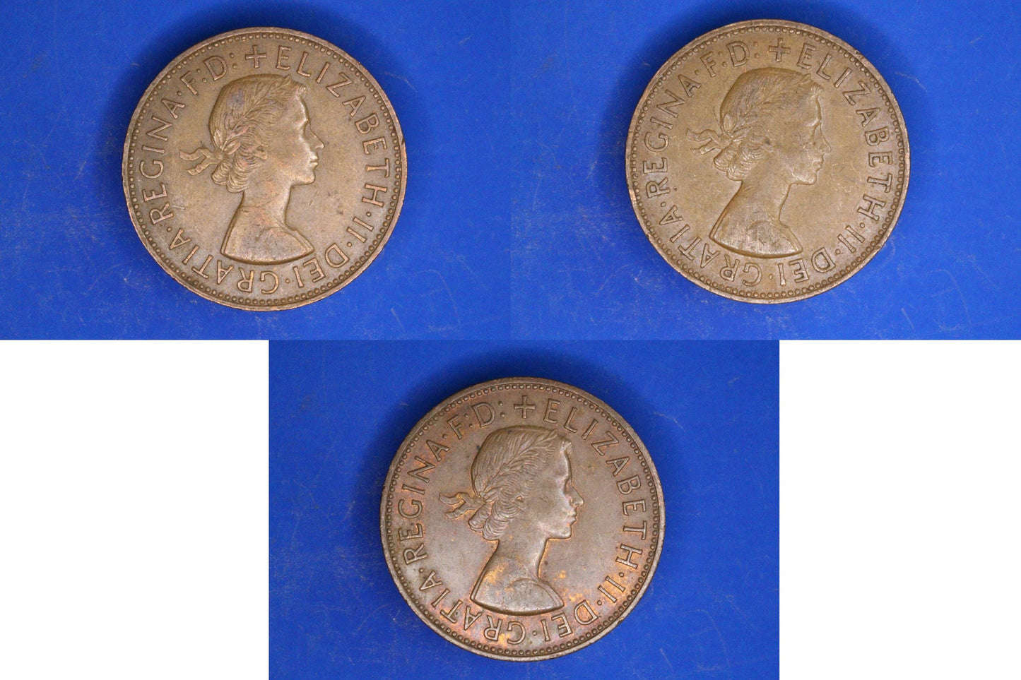 GENUINE British Coins -  1964 1965 1967 Elizabeth II pennies                [02/26 34599]