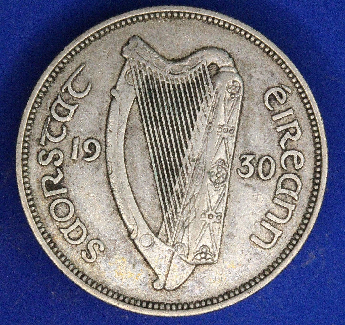 GENUINE 1930 Irish Half Crown 2/6 Ireland EIRE coin, 75% silver, Hunter Horse [02/26 34603]