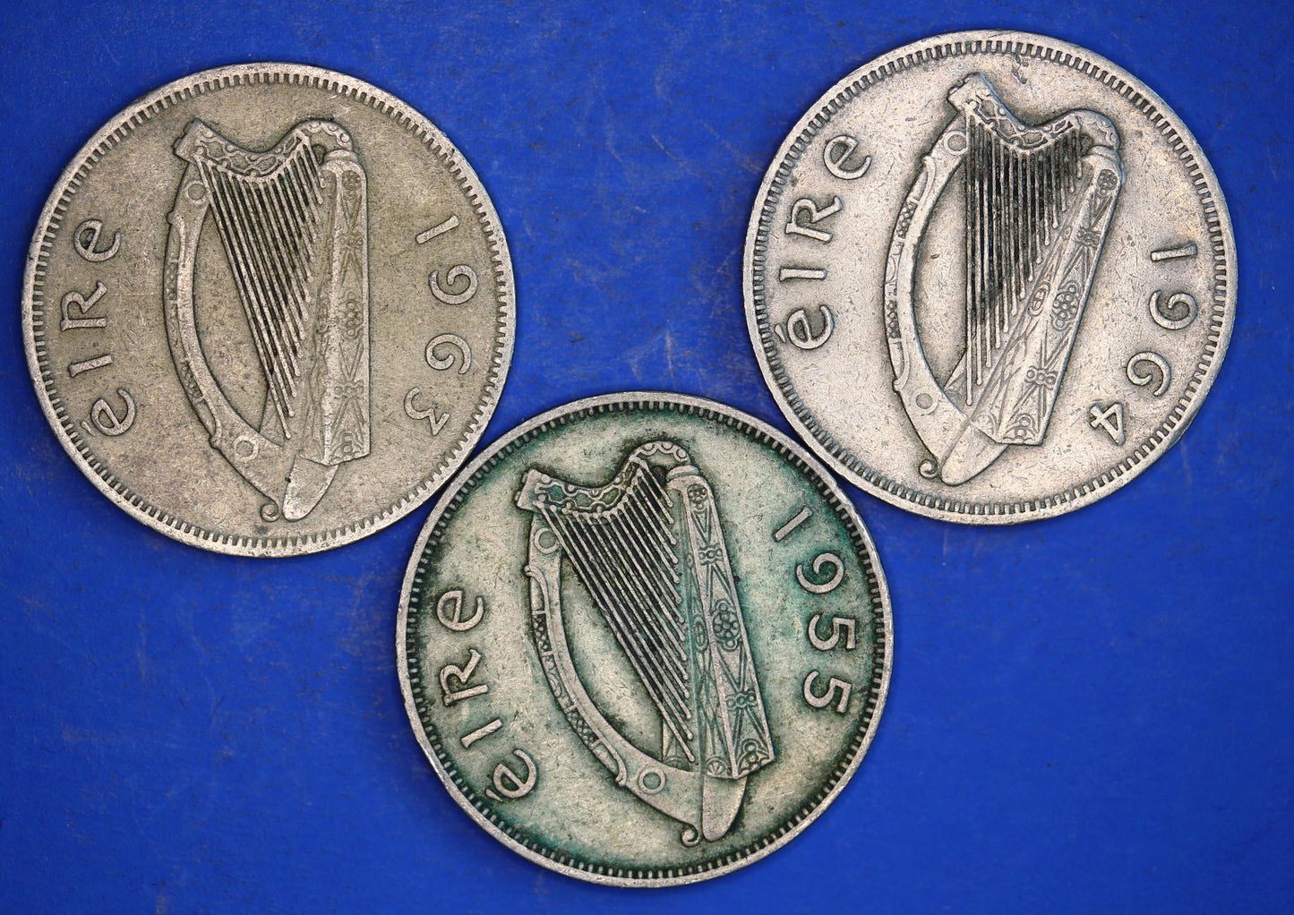 GENUINE 3 Irish florins /two shillings Ireland EIRE coins, Salmon, various dates [03/26 34791]