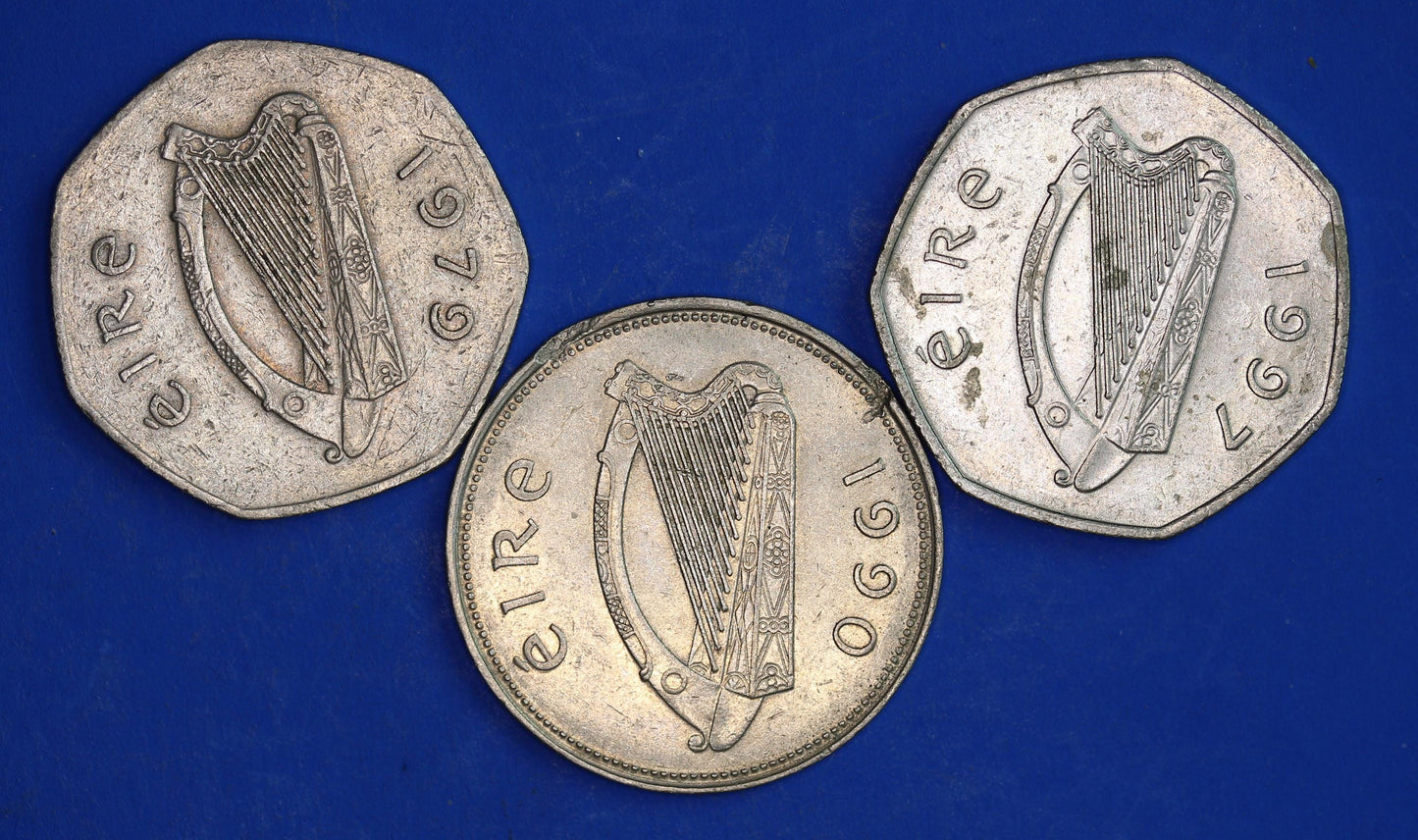 GENUINE Irish Ireland EIRE decimal coins, - Fifty Pence 50p One Punt, Woodcock, Stag [03/26 34825]