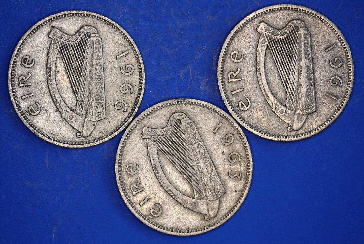 GENUINE 3 Irish florins /two shillings Ireland EIRE coins, Salmon, various dates [03/26 34790]