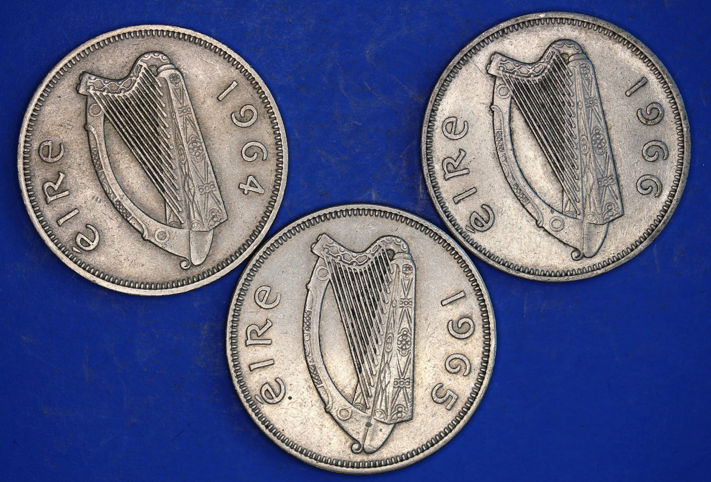 GENUINE 3 Irish florins /two shillings Ireland EIRE coins, Salmon, various dates [03/26 34793]
