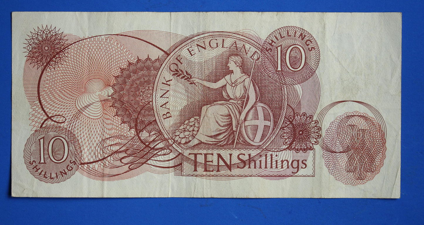 1967 Bank of England  10 shillings Fforde Prefix "42R" banknote, Elizabeth II            [04/26 34933]