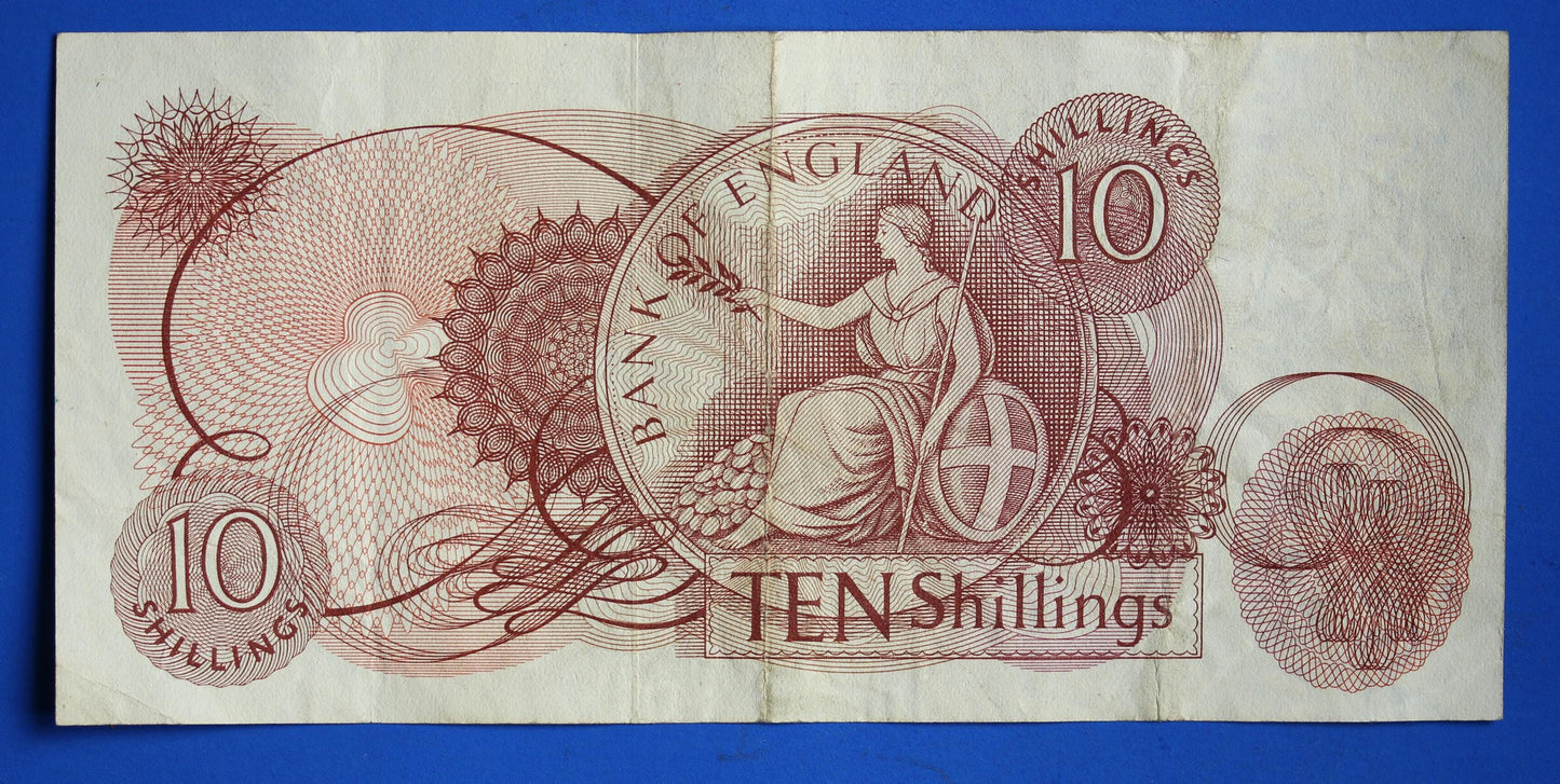 1963 Bank of England  10 shillings Hollom Prefix "Z46" banknote, Elizabeth II            [04/26 34939]