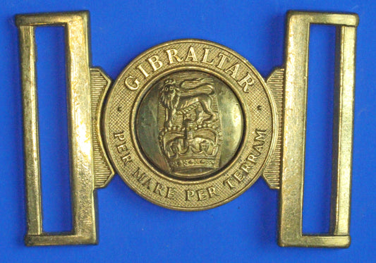 Army Vintage Military - Gibraltar Royal Marines belt buckle "Per Mare Per Terram"  [04/26 35059]
