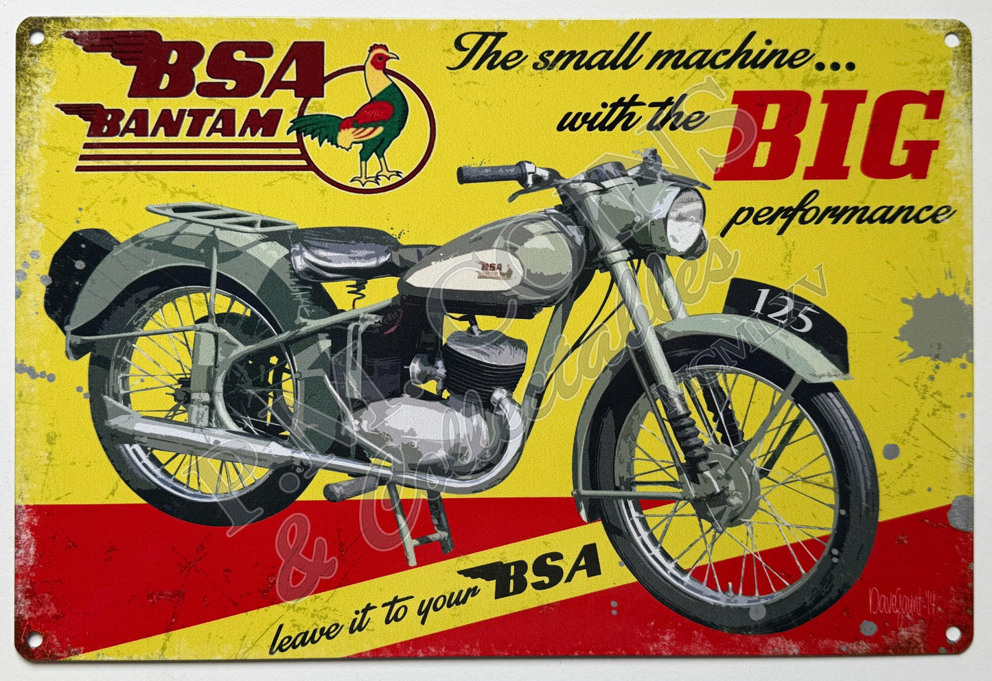 Metal Vintage Style Wall Sign - BSA Bantam Big Performance 20 x 30cm [BSA01]