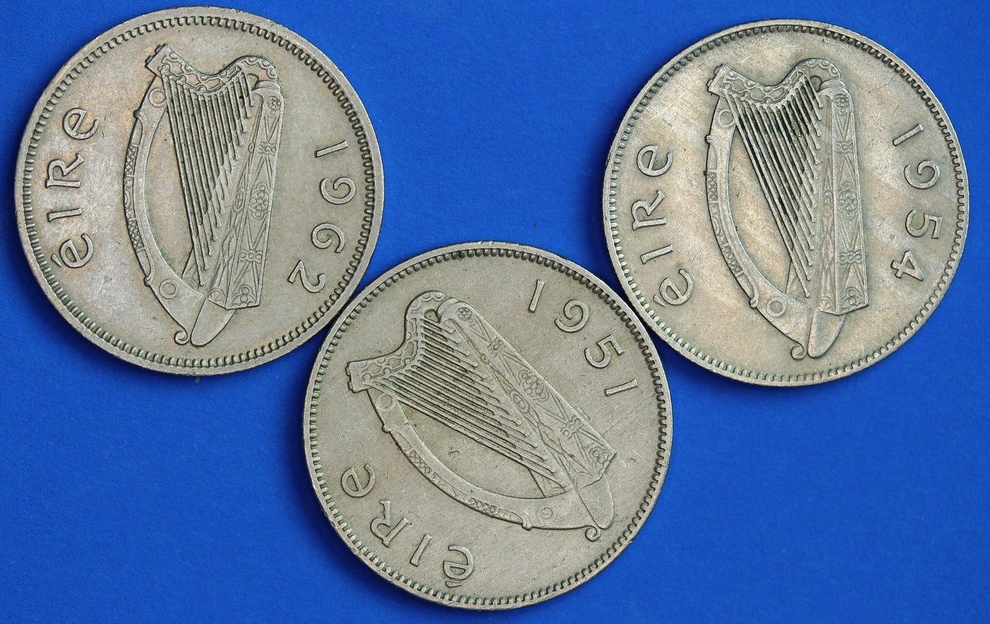 GENUINE 3x Irish shillings Ireland EIRE coins, Various Dates, Bull Coins [05/26 35121]