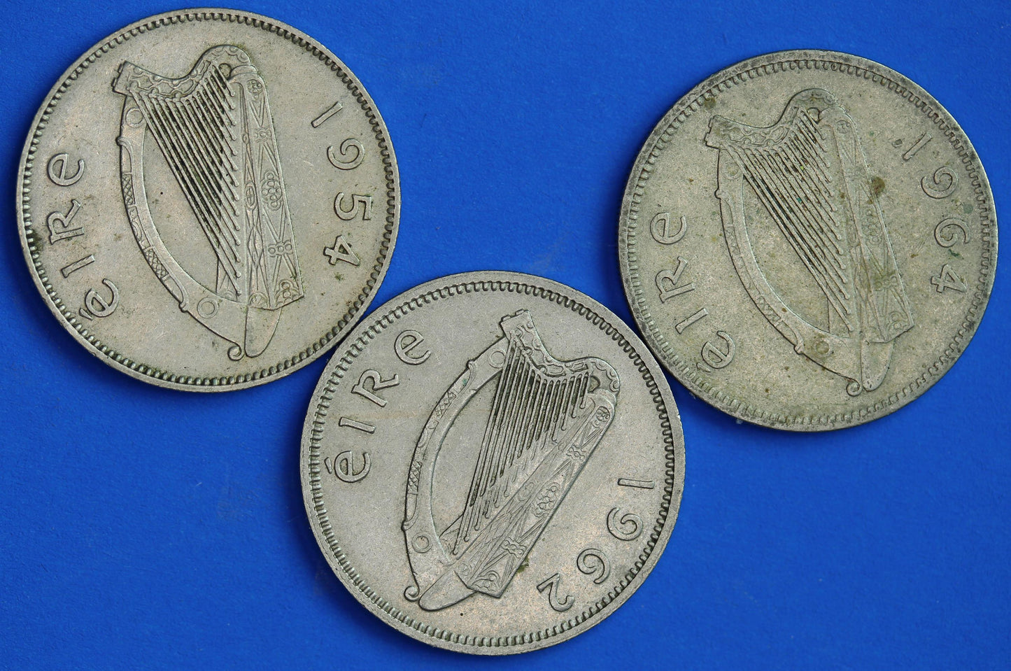 GENUINE 3x Irish shillings Ireland EIRE coins, Various Dates, Bull Coins [05/26 35122]