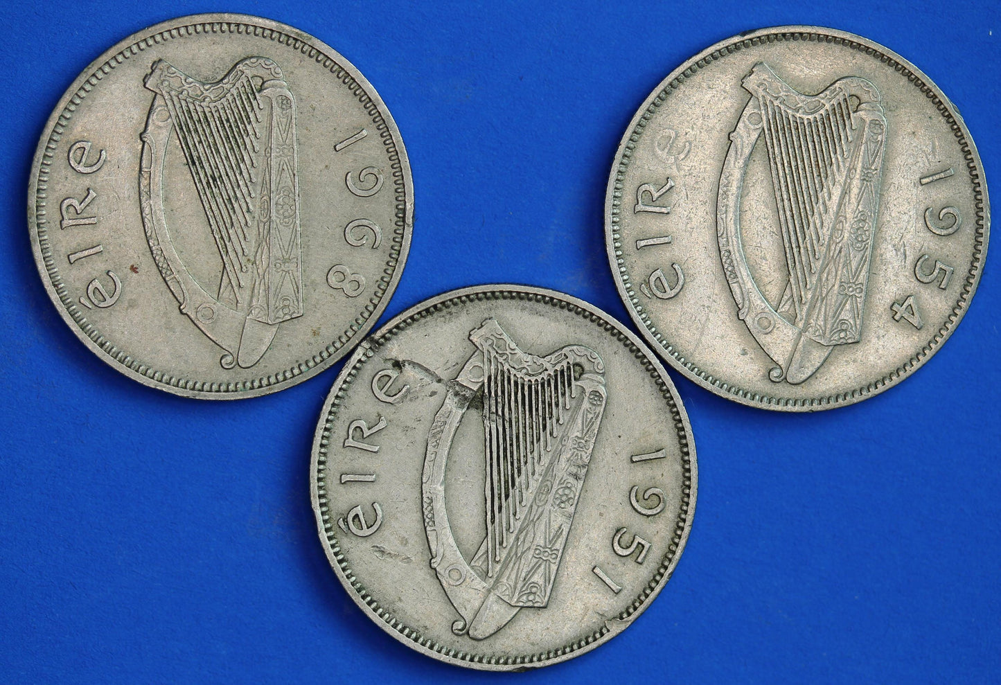 GENUINE 3x Irish shillings Ireland EIRE coins, Various Dates, Bull Coins [05/26 35123]