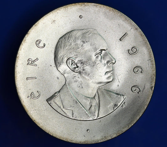 GENUINE 1966 Ireland Eire Pearse Easter Uprising 10 Shillings Silver 83% coin [05/26 35137]