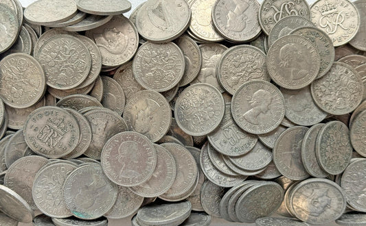 70g of British /English non-silver sixpences, approximately 25 coins  [ENG6d]