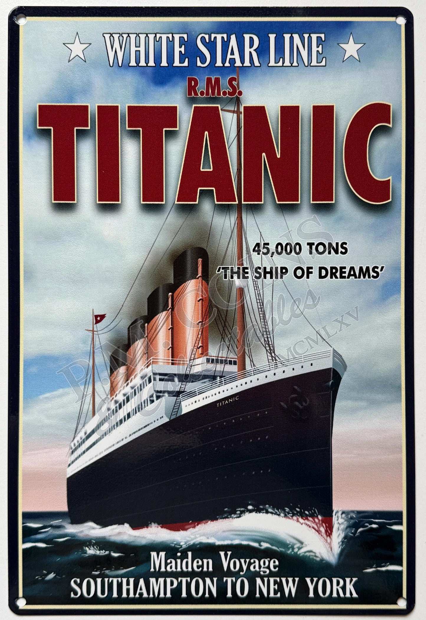 Metal Vintage Style Wall Sign - Titanic White Star Line 20 x 30cm [TIT03]