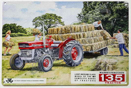 Metal Vintage Style Wall Sign - Massey Ferguson 135, 20cm x 30cm [MF04]