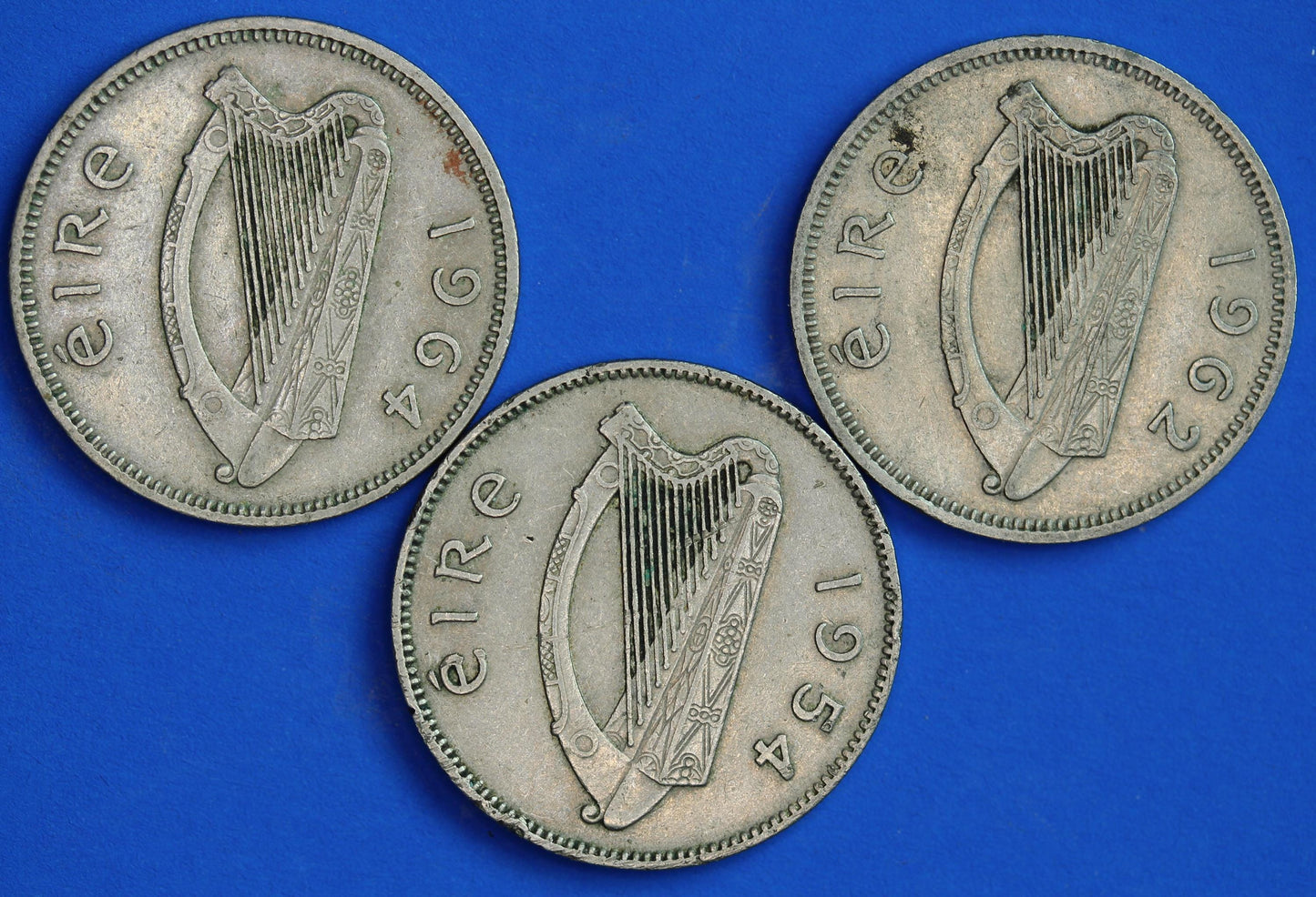 GENUINE 3x Irish shillings Ireland EIRE coins, Various Dates, Bull Coins [05/26 35124]