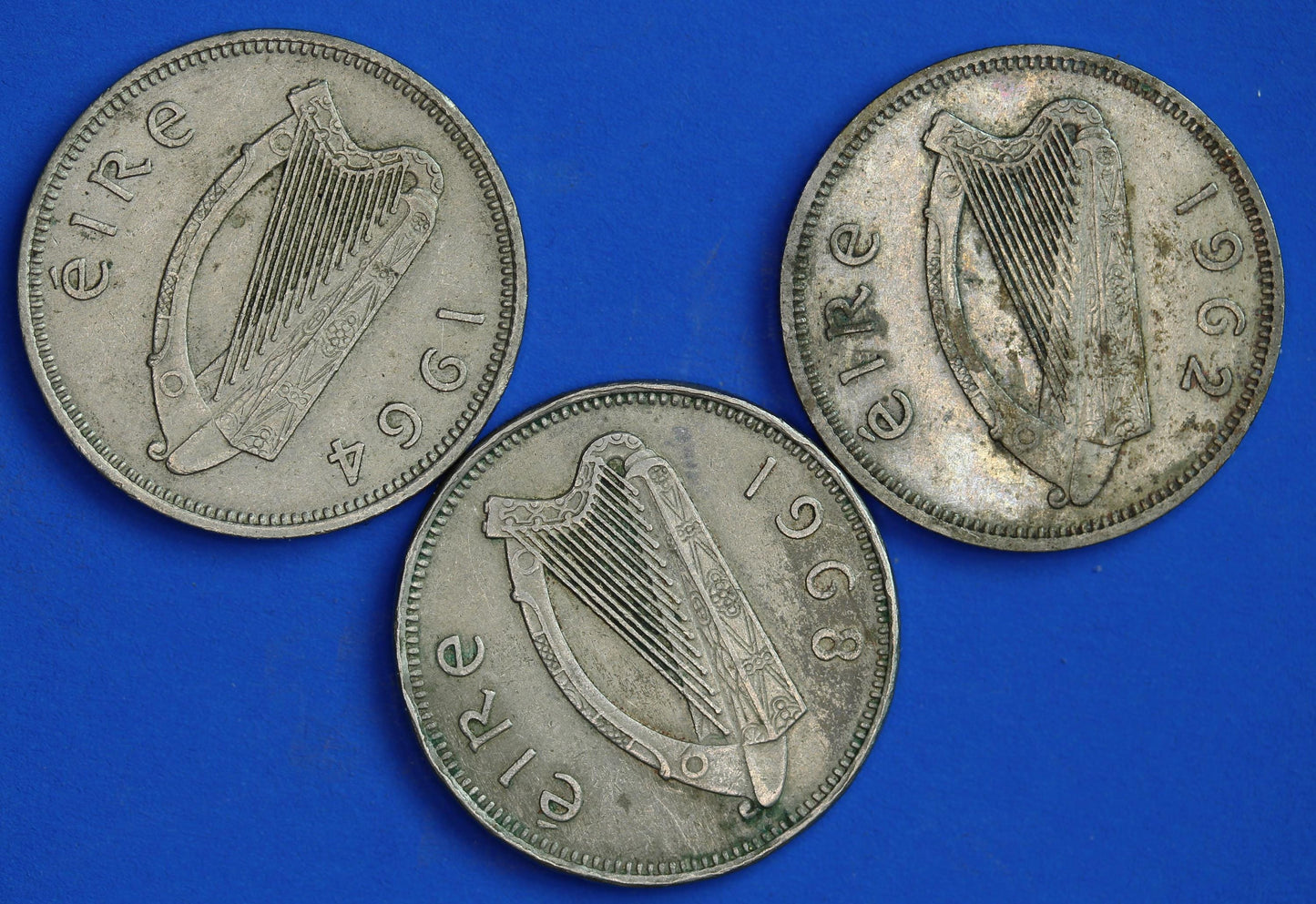 GENUINE 3x Irish shillings Ireland EIRE coins, Various Dates, Bull Coins [05/26 35125]