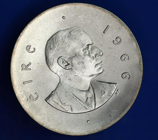 GENUINE 1966 Ireland Eire Pearse Easter Uprising 10 Shillings Silver 83% coin [05/26 35139]