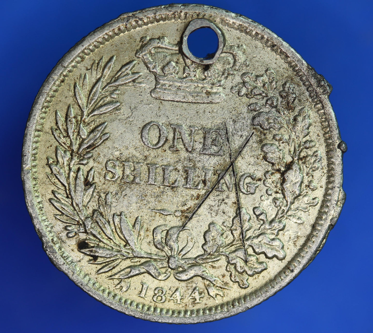 Contemporary Counterfeit 1844 Shilling with COPY 1851 Edinburgh Police report, SEE description [06/26 35315]