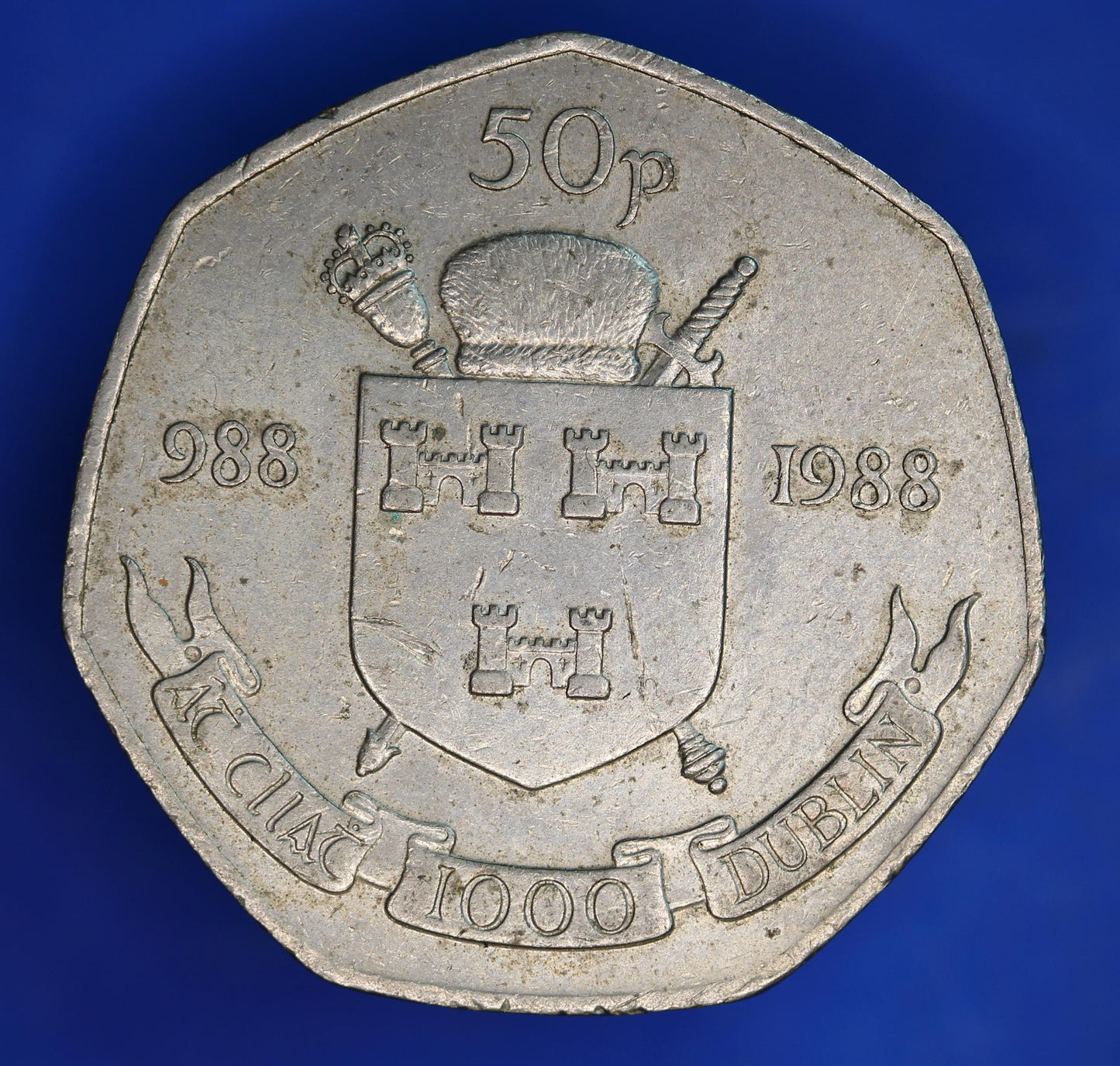 1988 Irish Ireland EIRE Fifty Pence 50p coin, Dublin Millennium    [06/26 35269]