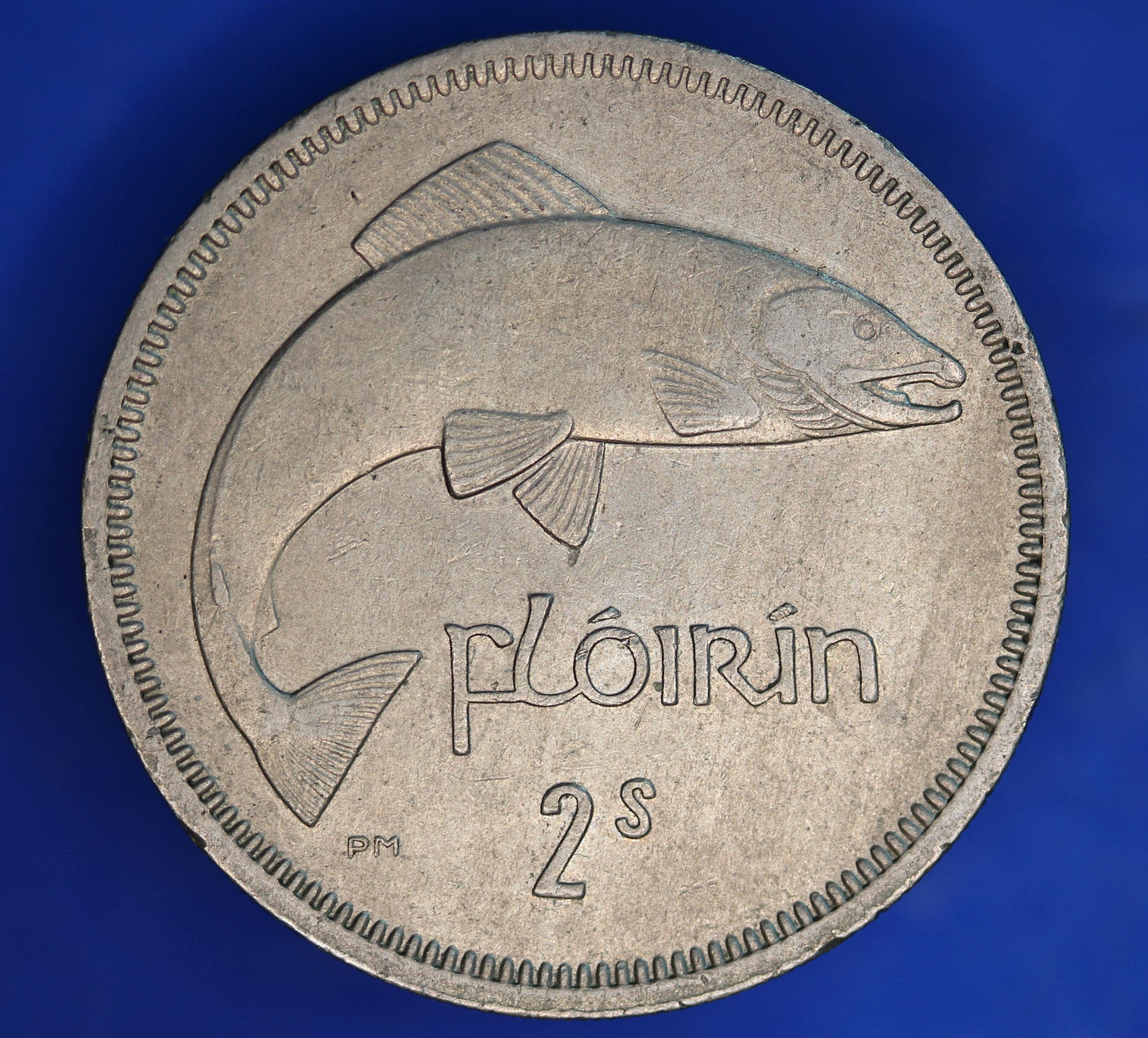 GENUINE 1964 Irish florin two shillings Ireland EIRE, Salmon Coin [06/26 35273]
