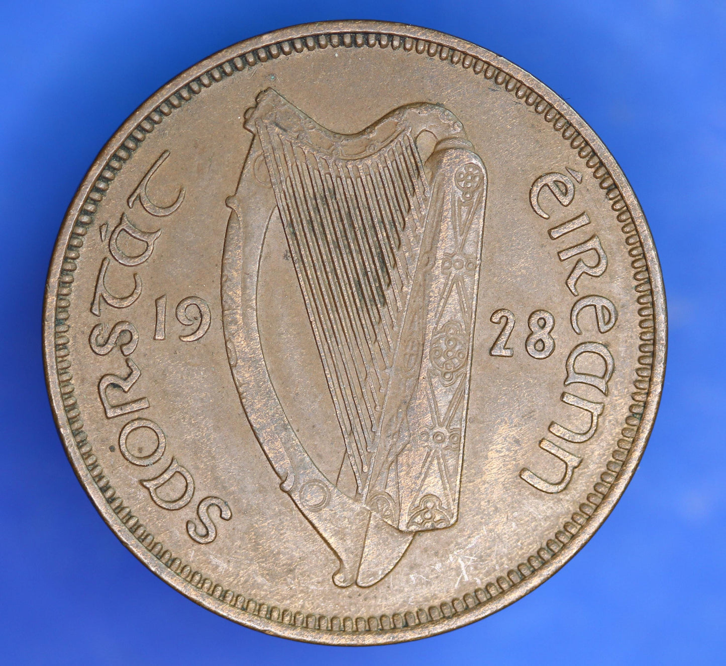 GENUINE 1928 Irish Halfpenny EIRE Ireland coin, Sow & Piglets [06/26 35282]