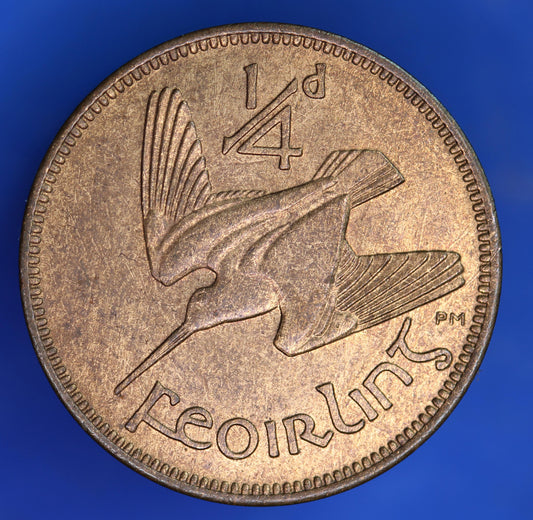 1953 Irish farthing, quarter penny EIRE Ireland coin, Woodcock, high grade [06/26 35295]