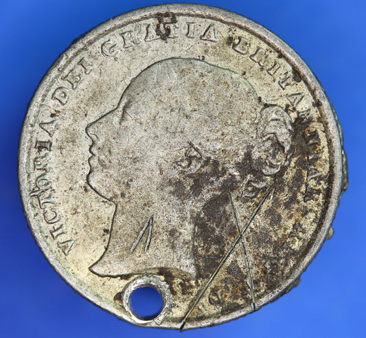 Contemporary Counterfeit 1844 Shilling with COPY 1851 Edinburgh Police report, SEE description [06/26 35332]