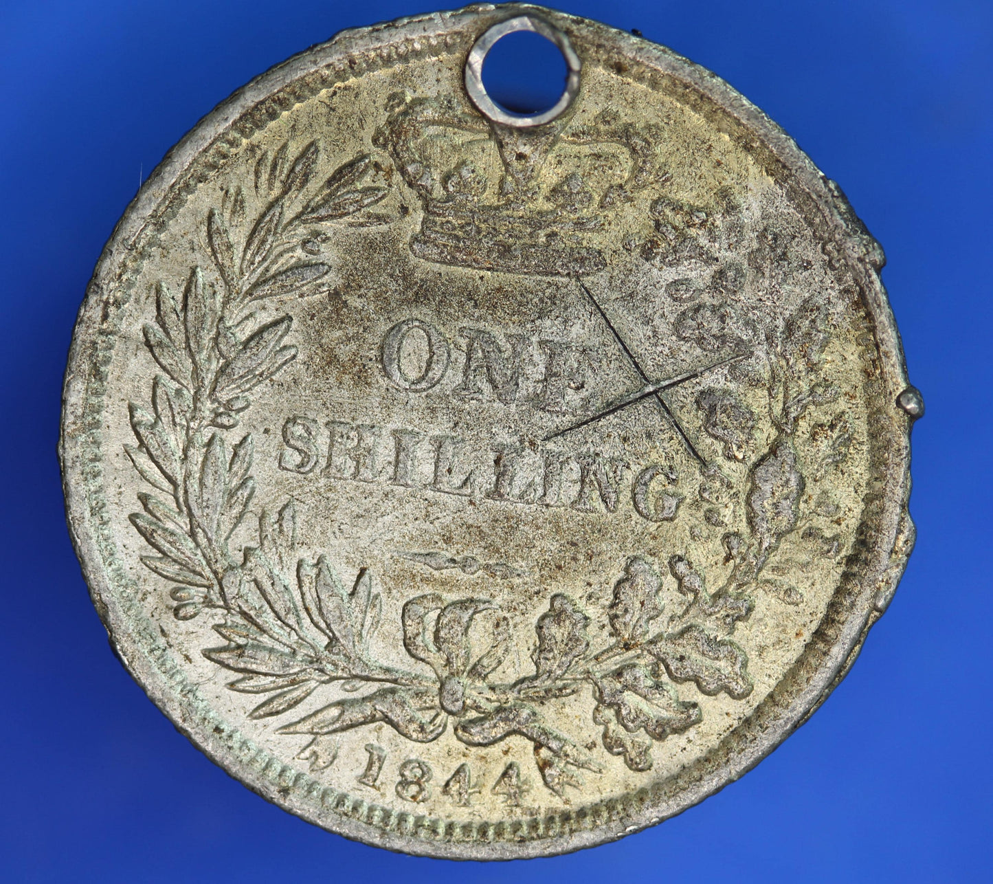 Contemporary Counterfeit 1844 Shilling with COPY 1851 Edinburgh Police report, SEE description [06/26 35332]