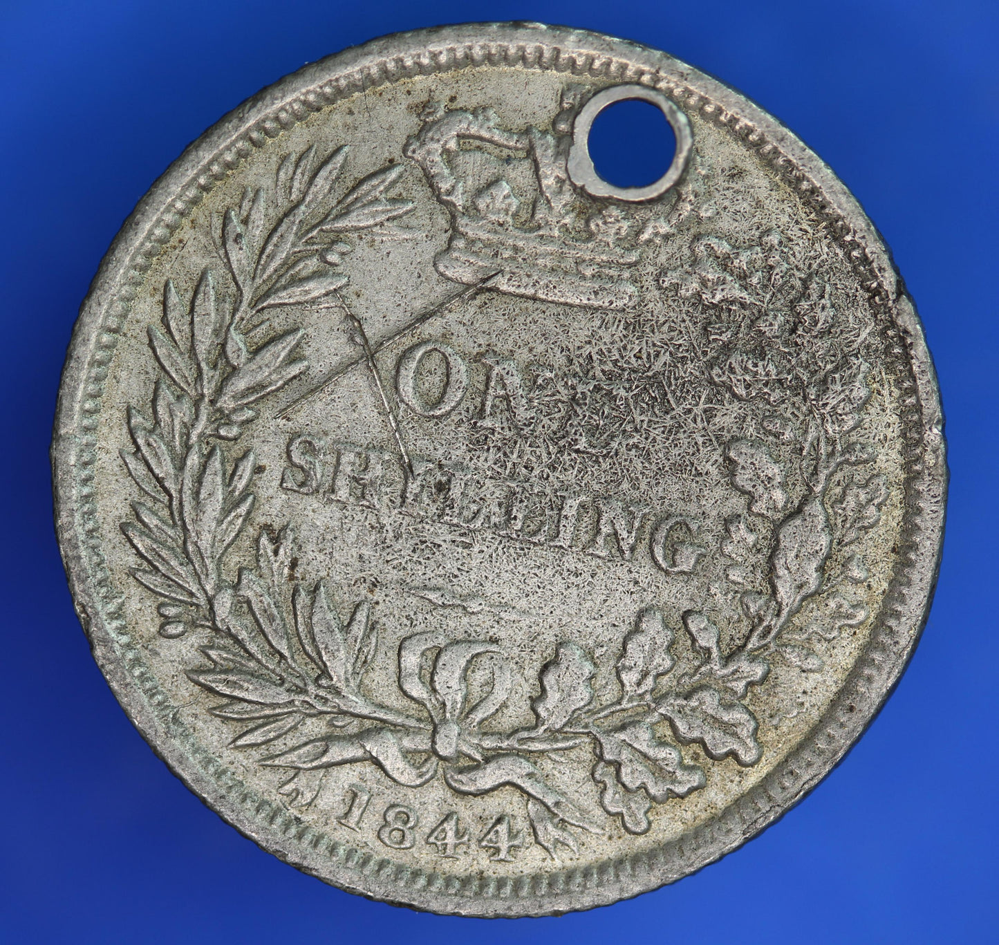 Contemporary Counterfeit 1844 Shilling with COPY 1851 Edinburgh Police report, SEE description [06/26 35333]