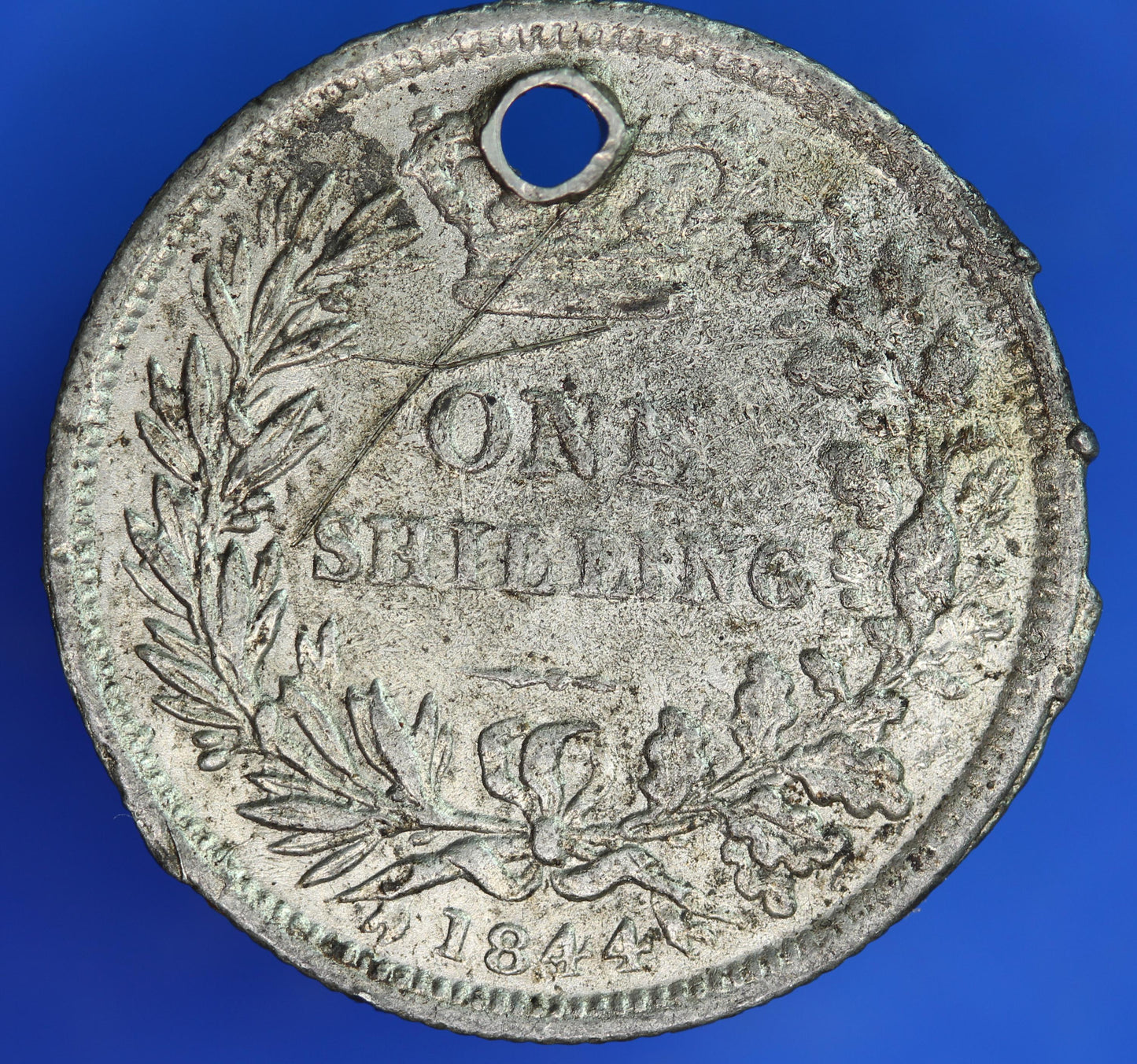 Contemporary Counterfeit 1844 Shilling with COPY 1851 Edinburgh Police report, SEE description [06/26 35313]