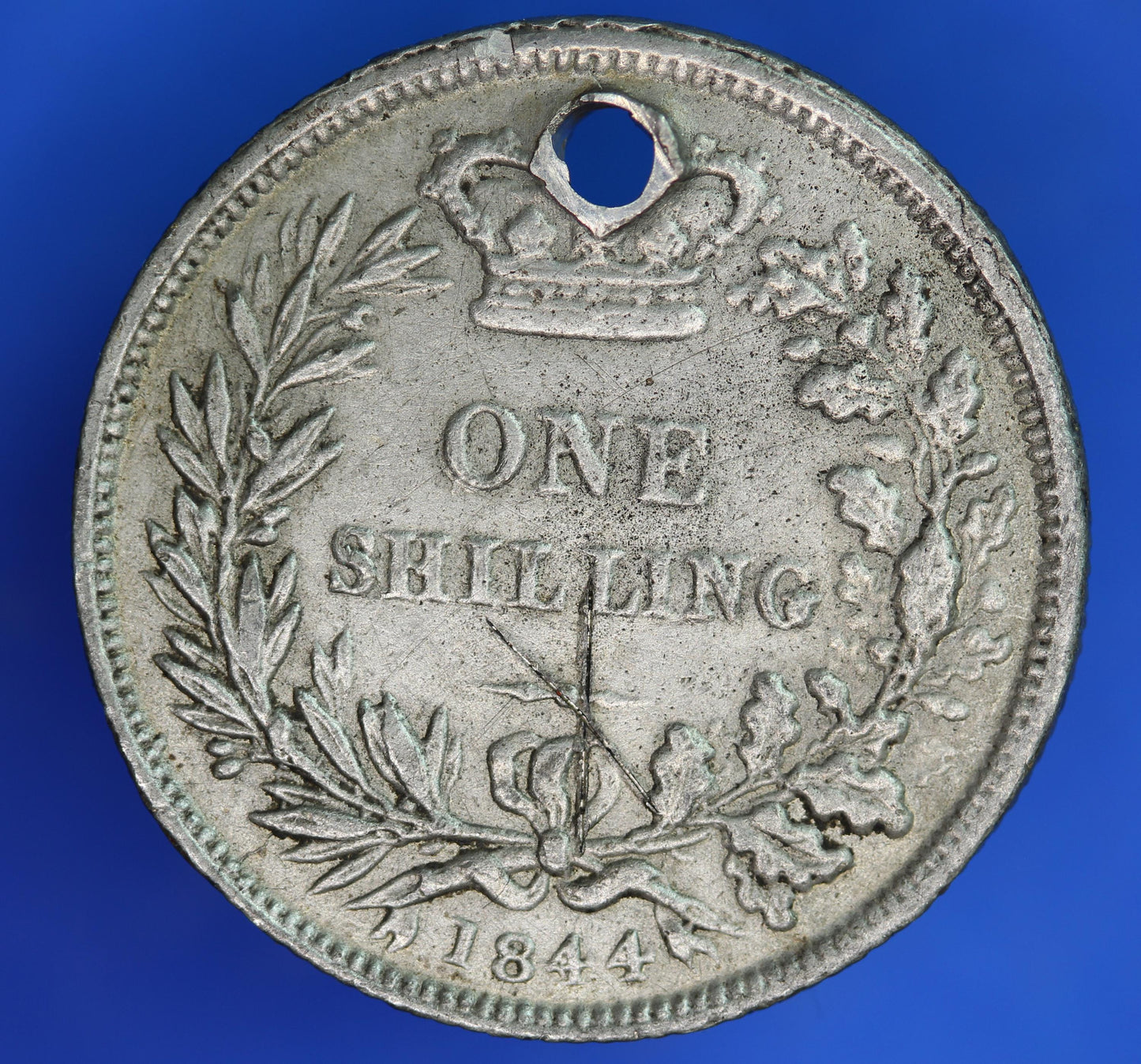 Contemporary Counterfeit 1844 Shilling with COPY 1851 Edinburgh Police report, SEE description [06/26 35314]