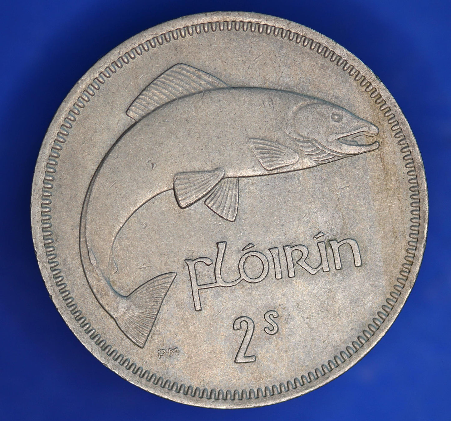 GENUINE 1959 Irish florin two shillings Ireland EIRE, Salmon Coin [06/26 35274]