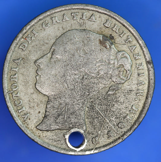Contemporary Counterfeit 1844 Shilling with COPY 1851 Edinburgh Police report, SEE description [06/26 35333]