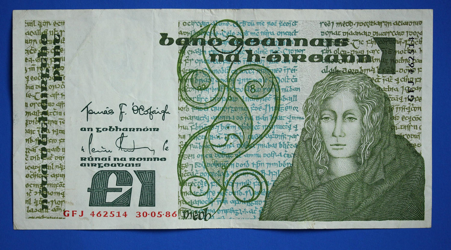 1986 Bank of Ireland, One Pound, Irish EIRE banknote, Queen Medb  [06/26 35338]