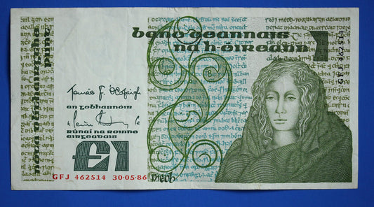 1986 Bank of Ireland, One Pound, Irish EIRE banknote, Queen Medb  [06/26 35338]