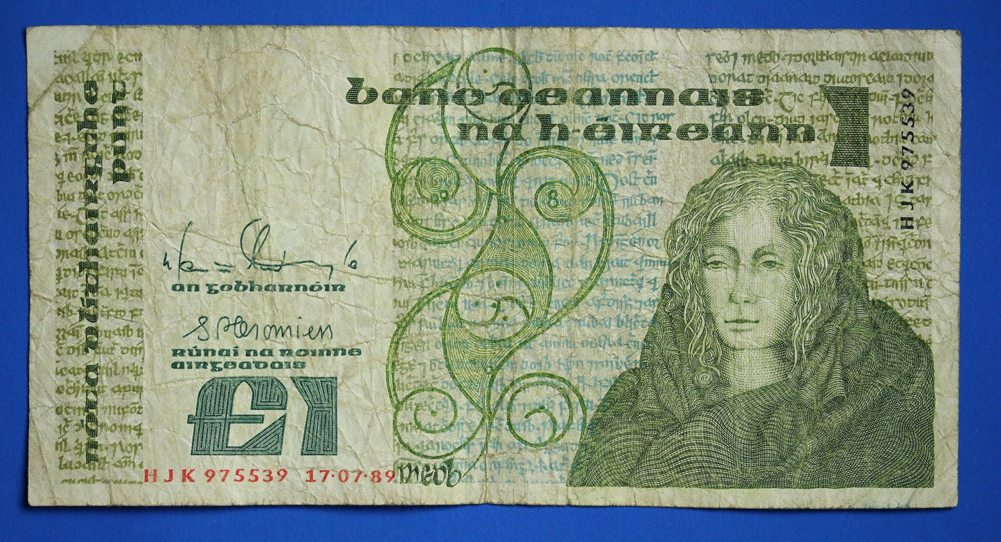 1989 Bank of Ireland, One Pound, Irish EIRE banknote, Queen Medb  [06/26 35340]
