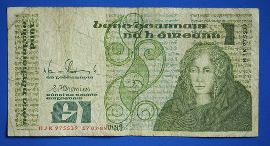 1989 Bank of Ireland, One Pound, Irish EIRE banknote, Queen Medb  [06/26 35340]