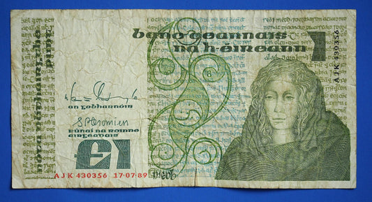 1989 Bank of Ireland, One Pound, Irish EIRE banknote, Queen Medb  [06/26 35341]