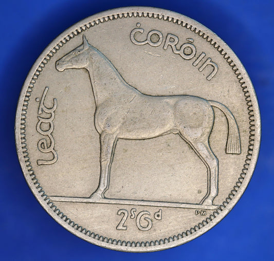 GENUINE 1961 Irish Half Crown 2/6 Ireland EIRE coin, Hunter Horse [07/26 35251]