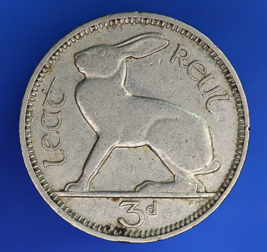 GENUINE 1935 Irish Threepences Ireland EIRE, Hare coin [07/26 35308]