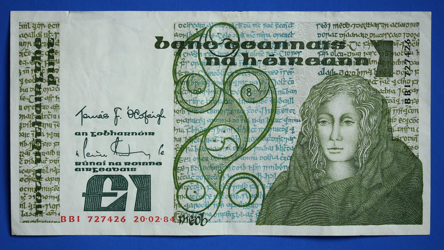 1984 Bank of Ireland, One Pound, Irish EIRE banknote, Queen Medb  [07/26 35336]