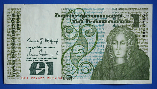 1984 Bank of Ireland, One Pound, Irish EIRE banknote, Queen Medb  [07/26 35336]
